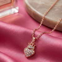 Urthn Rose Gold Plated Heart Shape Chain Pendant For Women/ Girls(Pack of 12)