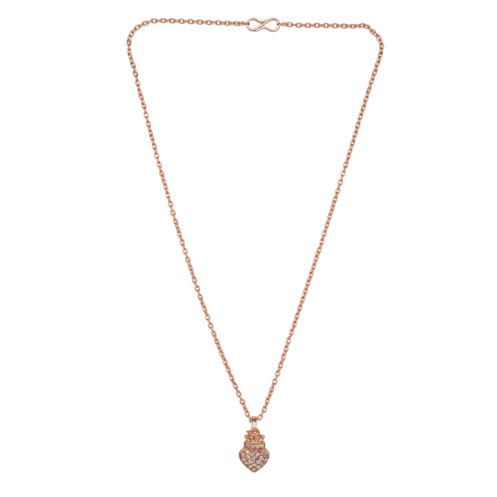 Urthn Rose Gold Plated Heart Shape Chain Pendant For Women/ Girls(Pack of 12)