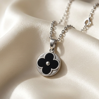 Urthn Silver Plated Flower Chain Pendant For Women/ Girls(Pack of 6)