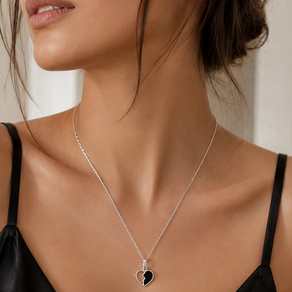 Urthn Silver Plated Heart Shape Chain Pendant For Women/ Girls(Pack of 12)
