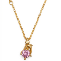Urthn Crystal Stone Dolphin Chain Pendant For Women/ Girls (Pack of 12)