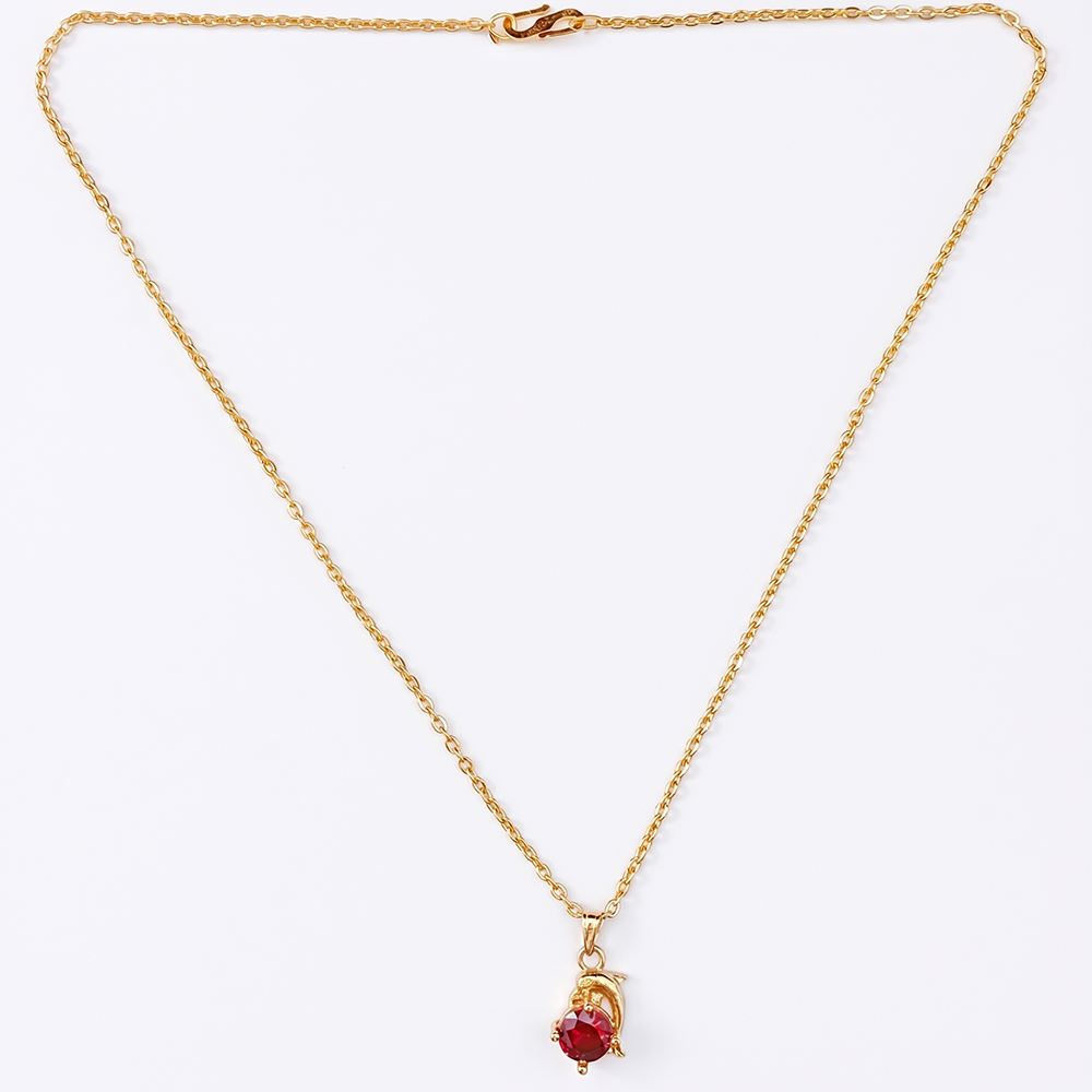 Urthn Crystal Stone Dolphin Chain Pendant For Women/ Girls (Pack of 12)