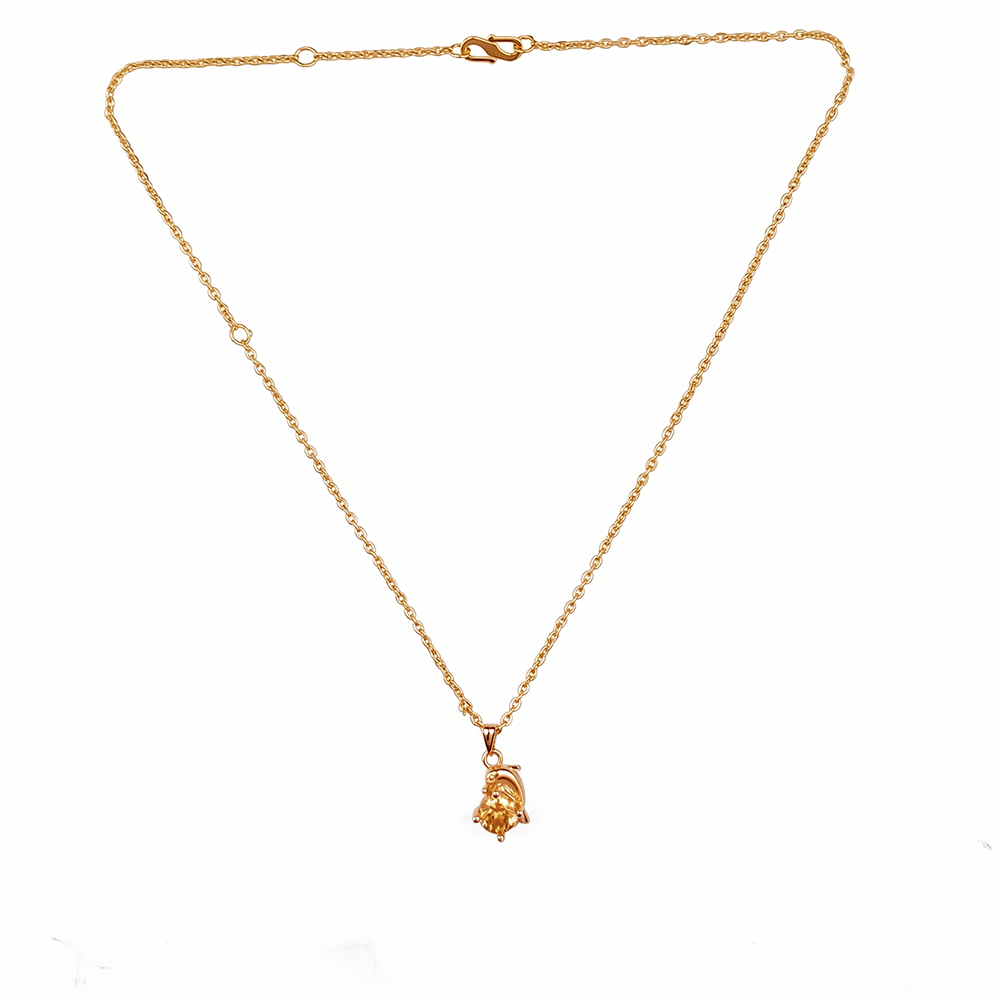 Urthn Crystal Stone Dolphin Chain Pendant For Women/ Girls (Pack of 12)