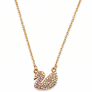 Urthn Rainbow Austrian Stone Swan Chain Pendant For Women/ Girls (Pack of 12)