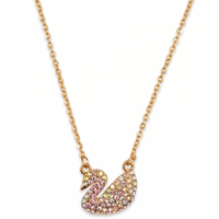 Urthn Rainbow Austrian Stone Swan Chain Pendant For Women/ Girls (Pack of 12)