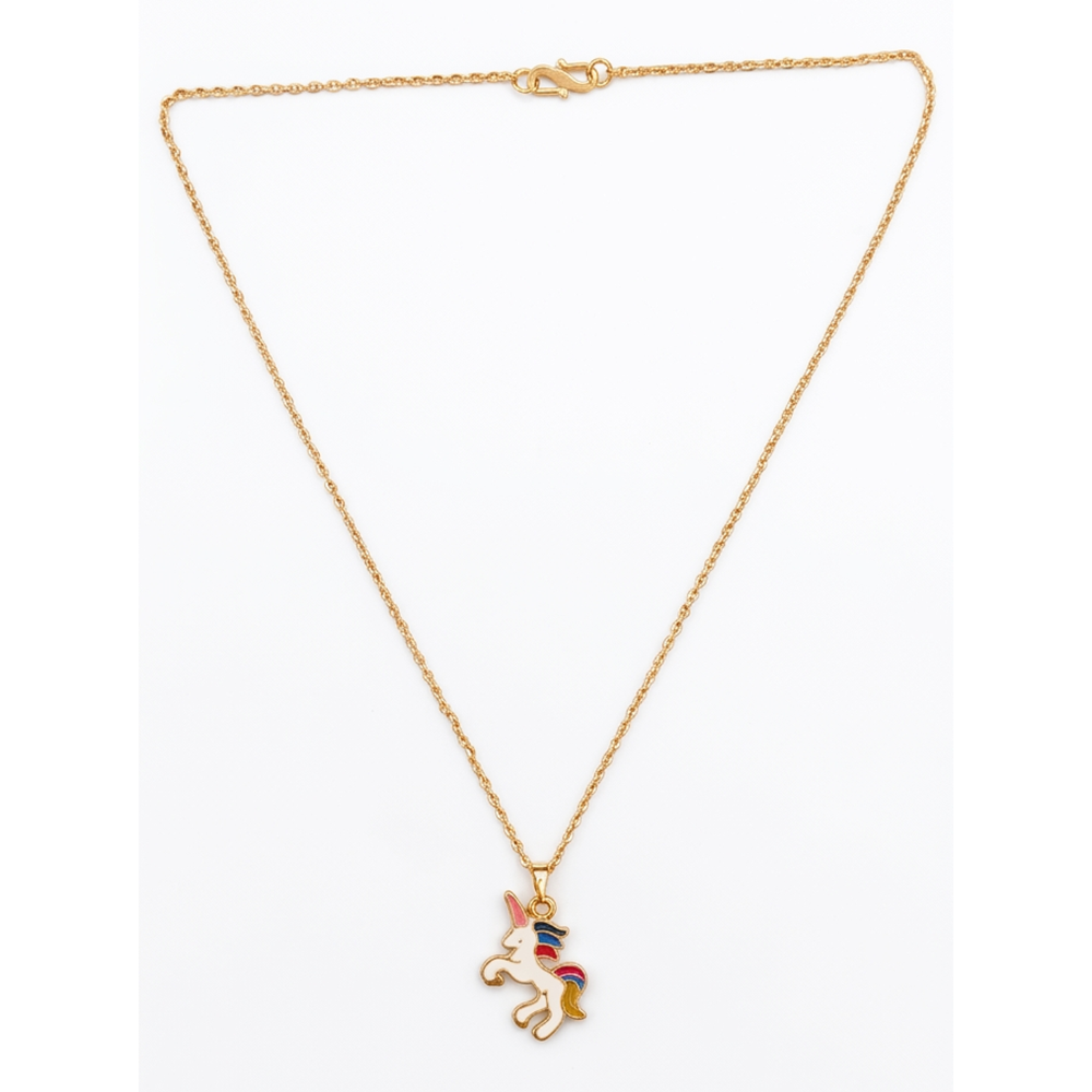 Urthn Fantasy Unicorn Meenakari Chain Pendant For Women/ Girls (Pack of 12)