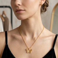  Urthn Cute Butterfly Design Chain Pendant For Women/ Girls