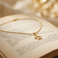 Urthn Gold Plated Modern Star Shape Chain Pendant for Women/ Girls (Pack of 12)
