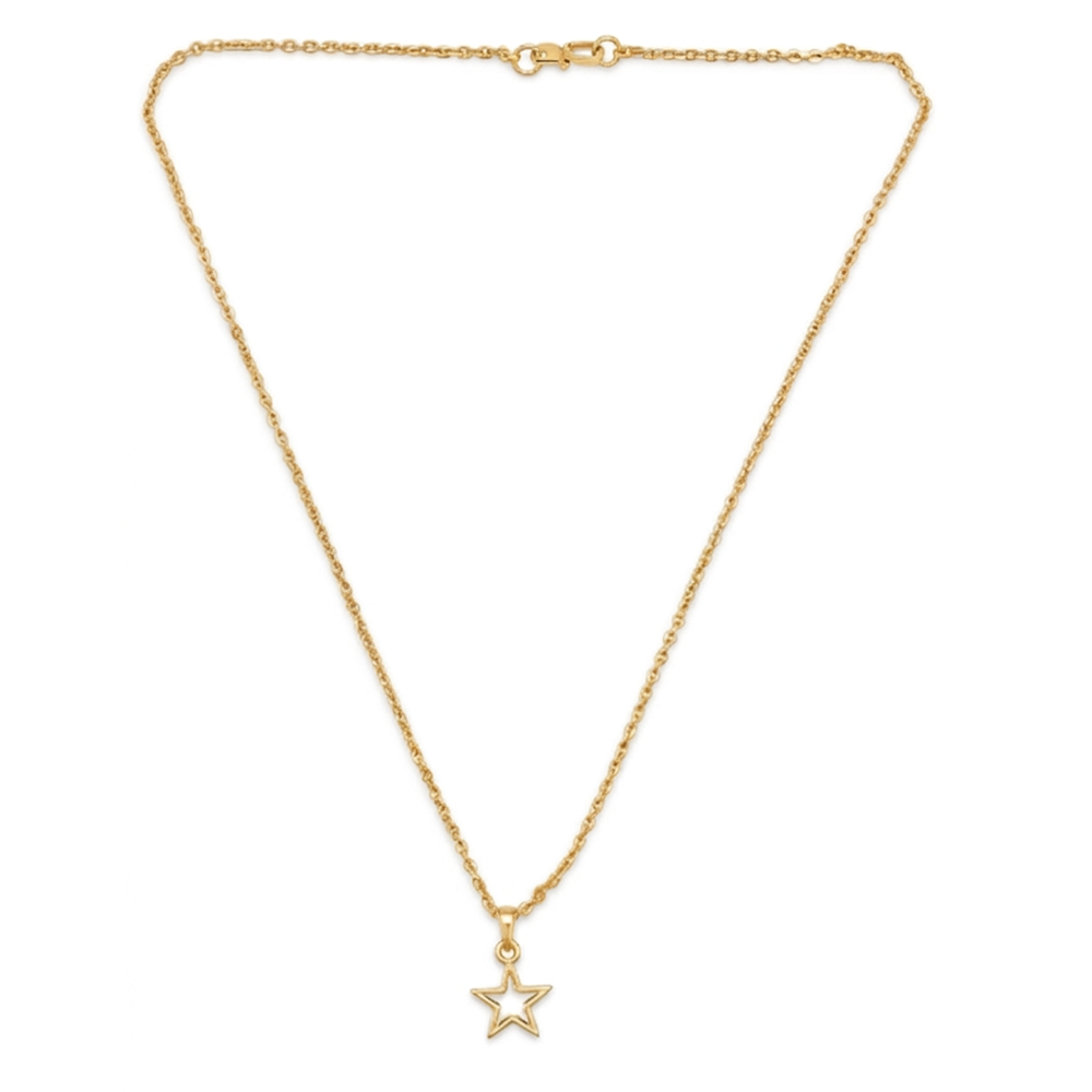 Urthn Gold Plated Modern Star Shape Chain Pendant for Women/ Girls (Pack of 12)