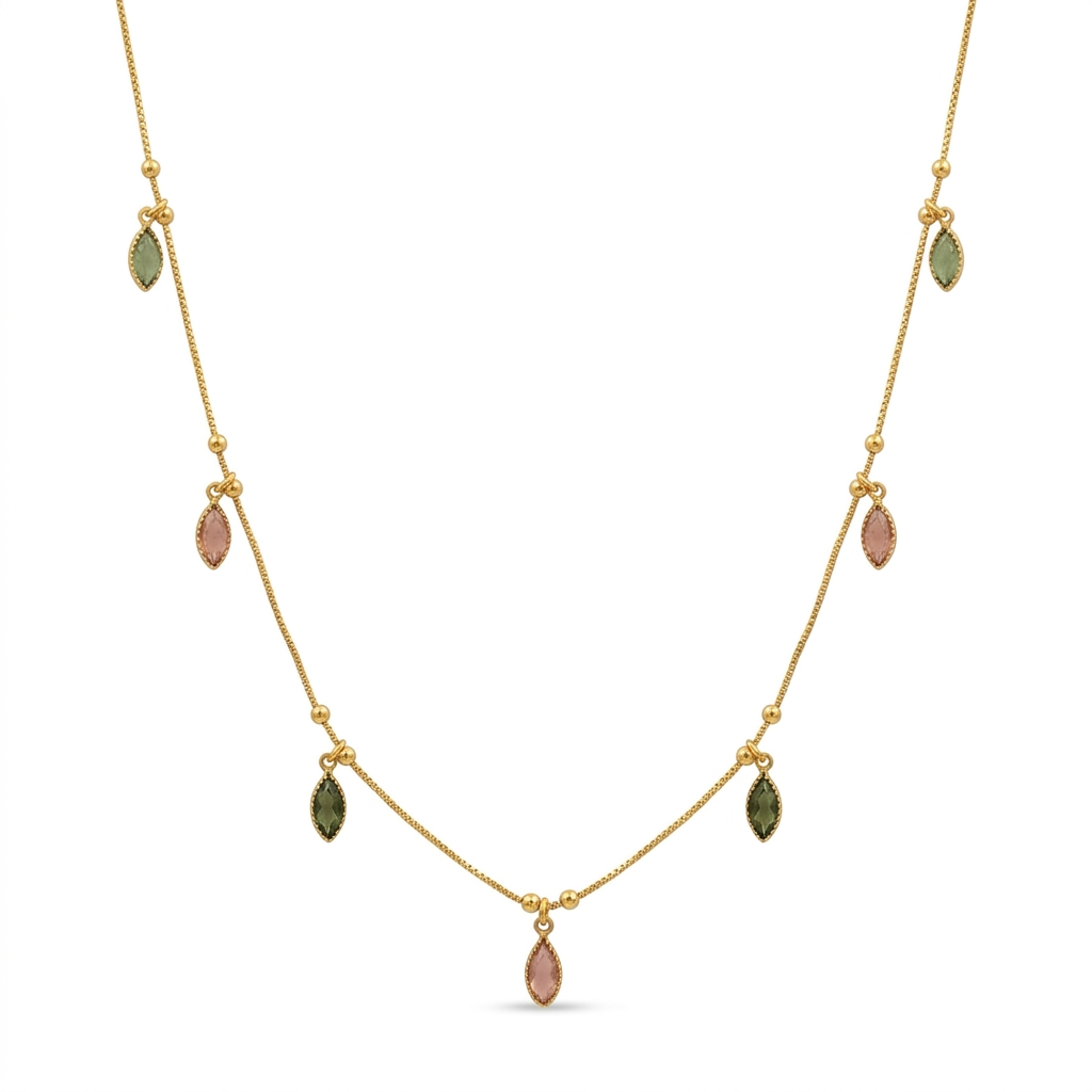 Urthn Elegant Gold Plated Teardrop Charm Necklace with Delicate Chain(Pack of 3)