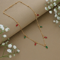 Urthn Elegant Gold Plated Teardrop Charm Necklace with Delicate Chain(Pack of 3)