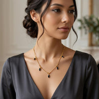 Urthn  Minimal Gold Chain Necklace with Crystal Drop Charms (Set of 3)