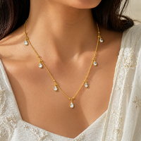 Urthn Elegant Gold Plated Teardrop Charm Necklace with Delicate Chain(Pack of 3)