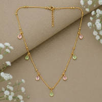 Urthn Elegant Gold Plated Teardrop Charm Necklace with Delicate Chain(Pack of 3)