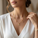 Urthn Elegant Gold Plated Teardrop Charm Necklace with Delicate Chain(Pack of 3)