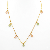 Urthn Elegant Gold Plated Teardrop Charm Necklace with Delicate Chain(Pack of 3)