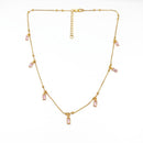 Urthn  Minimal Gold Chain Necklace with Crystal Drop Charms (Set of 3)