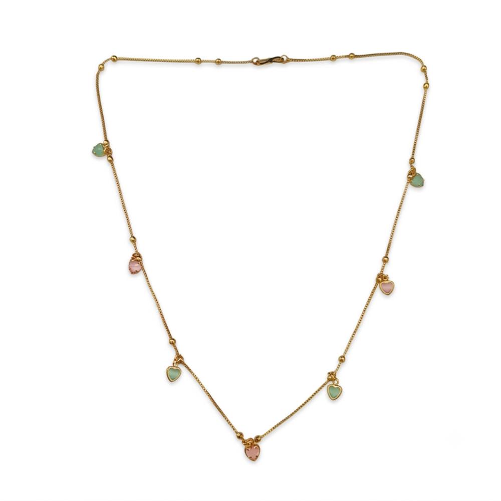 Urthn  Minimal Gold Chain Necklace with Crystal Drop Charms (Set of 3)
