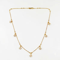 Urthn  Minimal Gold Chain Necklace with Crystal Drop Charms (Set of 3)