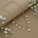 Urthn Minimal Gold Chain Necklace with Crystal Drop Charms(Pack of 3)