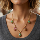 Urthn Minimal Gold Chain Necklace with Crystal Drop Charms(Pack of 3)