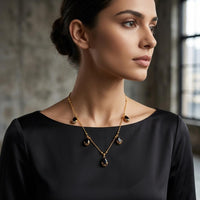 Urthn  Minimal Gold Chain Necklace with Crystal Drop Charms (Set of 3)