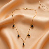 Urthn  Minimal Gold Chain Necklace with Crystal Drop Charms (Set of 3)
