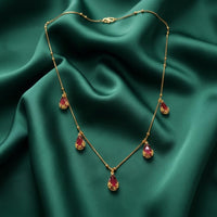 Urthn  Minimal Gold Chain Necklace with Crystal Drop Charms (Set of 3)