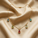 Urthn  Minimal Gold Chain Necklace with Crystal Drop Charms (Set of 3)