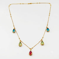 Urthn  Minimal Gold Chain Necklace with Crystal Drop Charms (Set of 3)