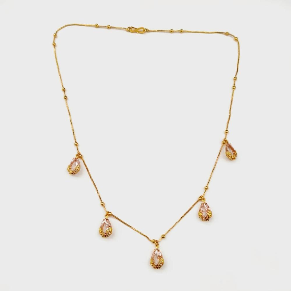 Urthn  Minimal Gold Chain Necklace with Crystal Drop Charms (Set of 3)