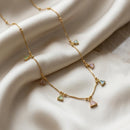 Urthn  Minimal Gold Chain Necklace with Crystal Drop Charms (Set of 3)