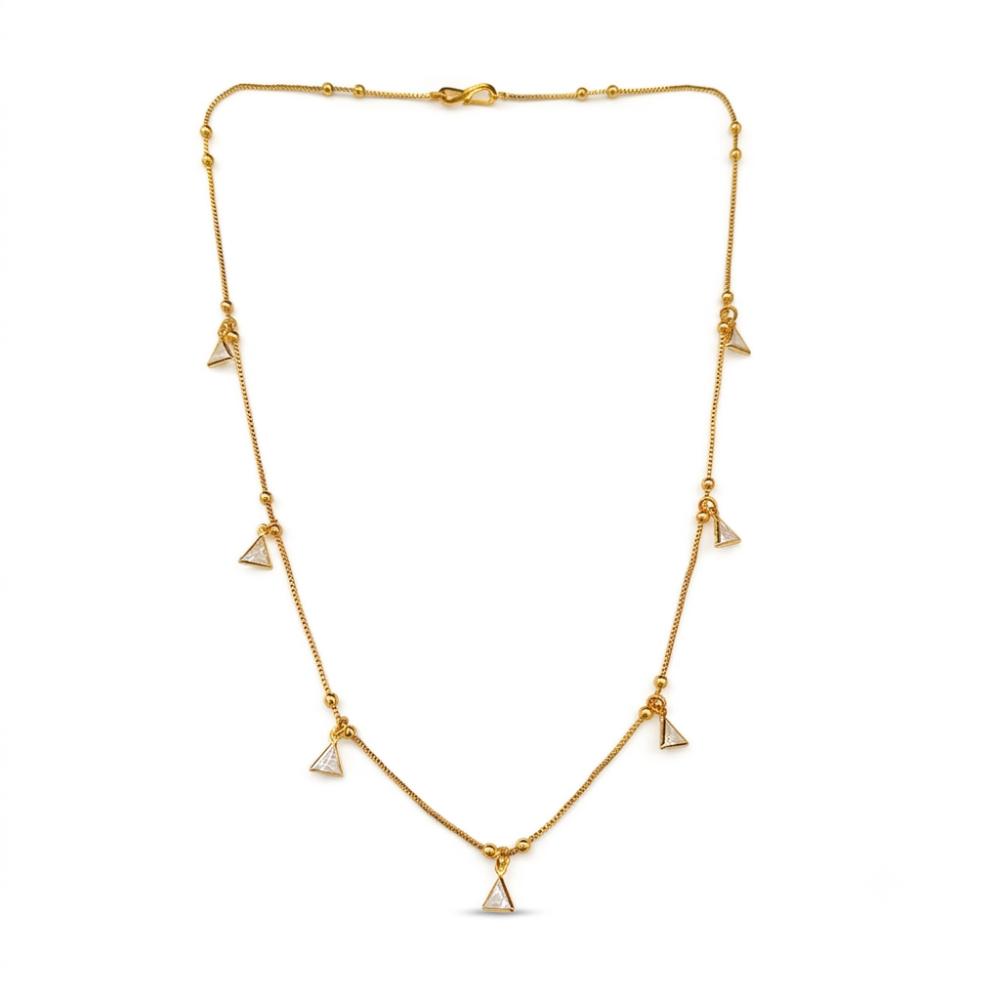Urthn  Minimal Gold Chain Necklace with Crystal Drop Charms (Set of 3)