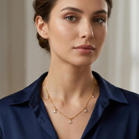 Urthn  Minimal Gold Chain Necklace with Crystal Drop Charms (Set of 3)