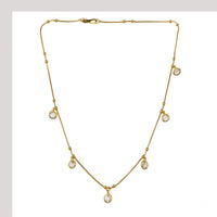 Urthn  Minimal Gold Chain Necklace with Crystal Drop Charms (Set of 3)