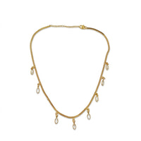 Urthn  Minimal Gold Chain Necklace with Crystal Drop Charms (Set of 3)