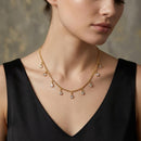 Urthn  Minimal Gold Chain Necklace with Crystal Drop Charms (Set of 3)