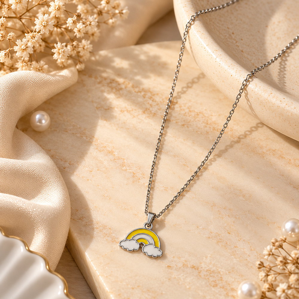 Urthn Cute Rainbow Charm Pendant Necklace for Women Trendy Daily Wear Accessory(Pack of 12)