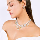 BK Fashion Silver Plated AD Stone Necklace Set