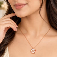 Urthn Stylish Rose Gold Plated Floating American Diamond Pendant Necklace(Pack of 3)
