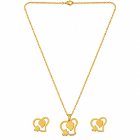 Urthn Anti Tarnish Chain Necklace with Heart Pendant & Matching Earrings for Women(Pack Of 6)