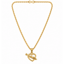 Urthn Dazzling Austrian Stone Gold Plated Heart Chain Pendant for Women(Pack Of 12)