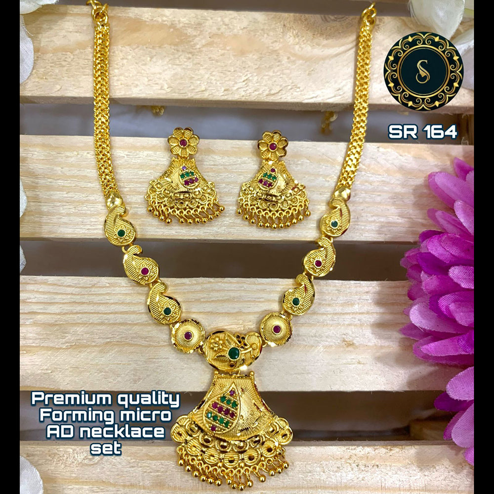 Siara Collections Forming Gold Pota Stone Necklace Set