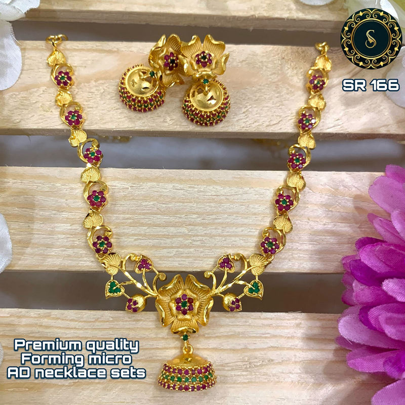 Siara Collections Forming Gold Pota Stone Necklace Set