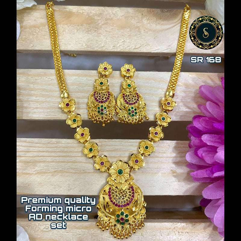 Siara Collections Forming Gold Pota Stone Necklace Set