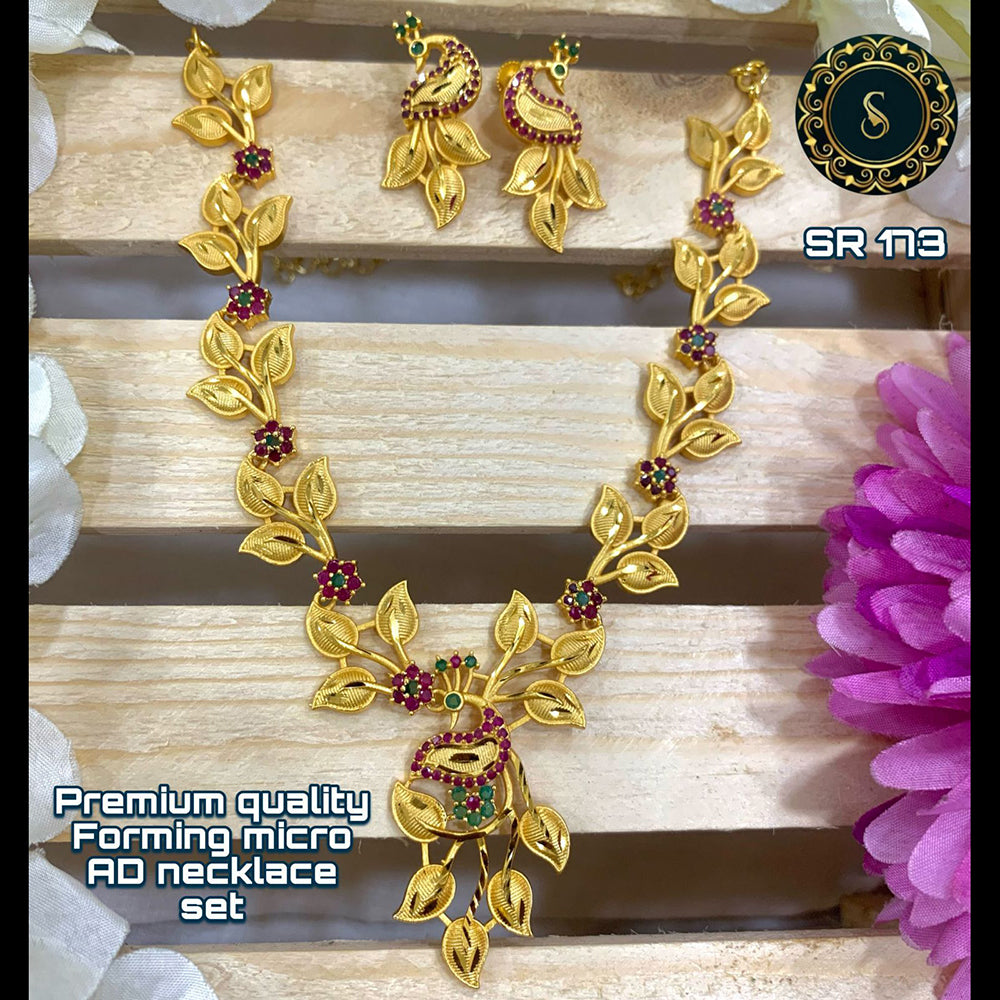 Darshana Jewels Forming Gold Pota Stone Necklace Set