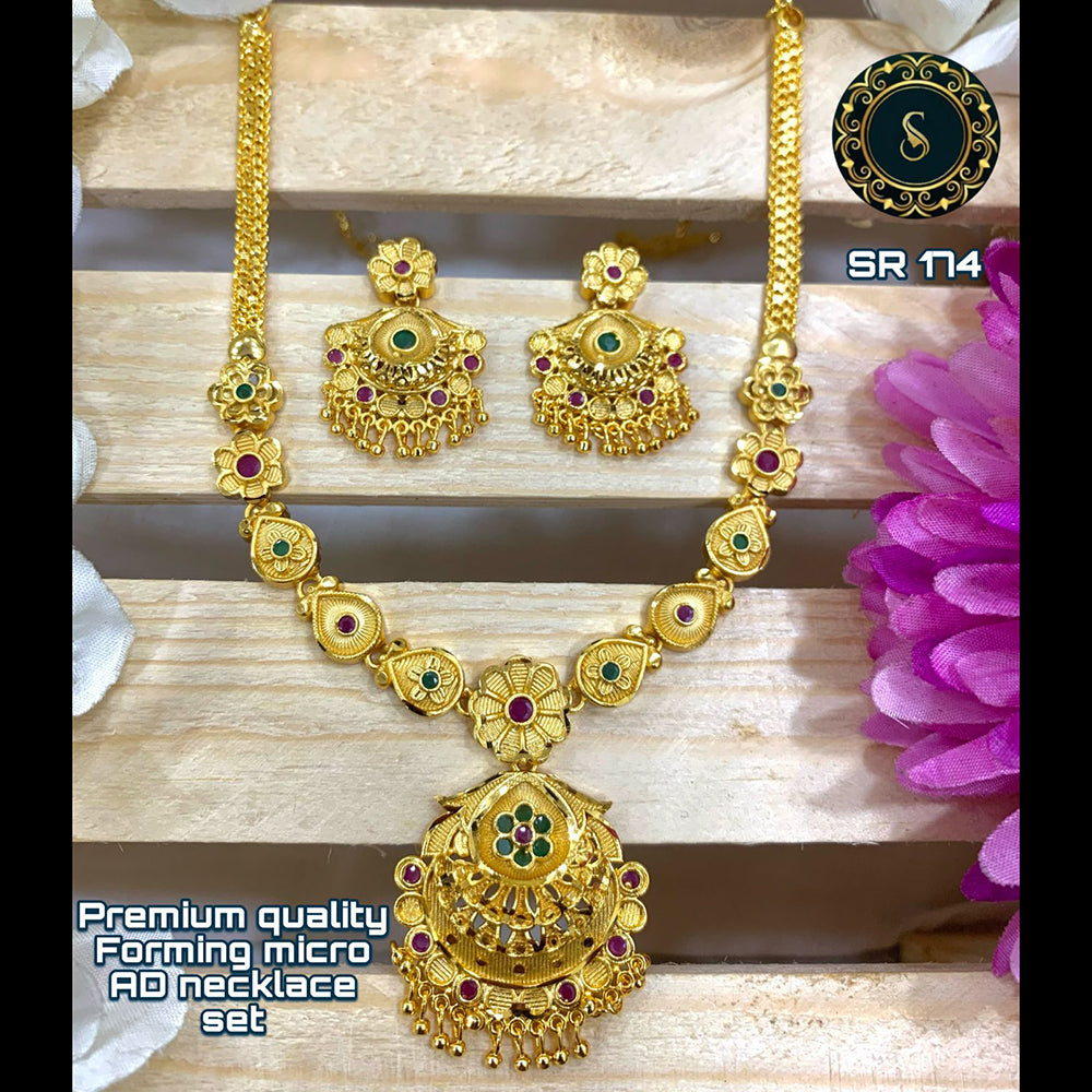 Siara Collections Forming Gold Pota Stone Necklace Set