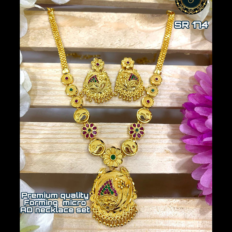 Siara Collections Forming Gold Pota Stone Necklace Set