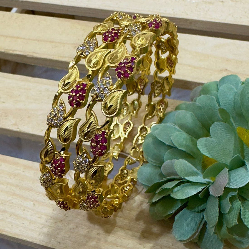 Siara Collections Forming Gold Austrian Stone Bangles Set