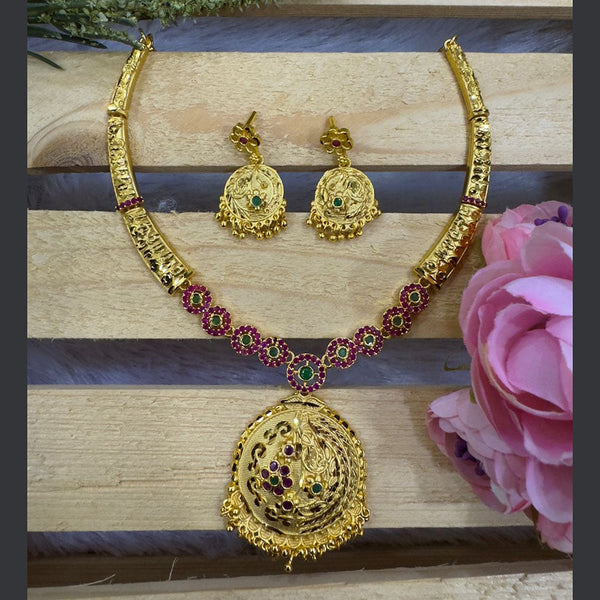 Siara Collections Forming Gold Plated Pota Stone Necklace Set